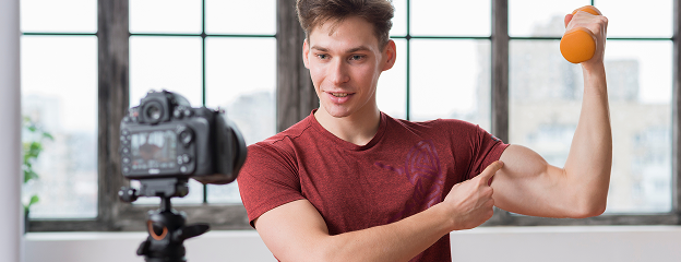 Micro influencer filming workout content