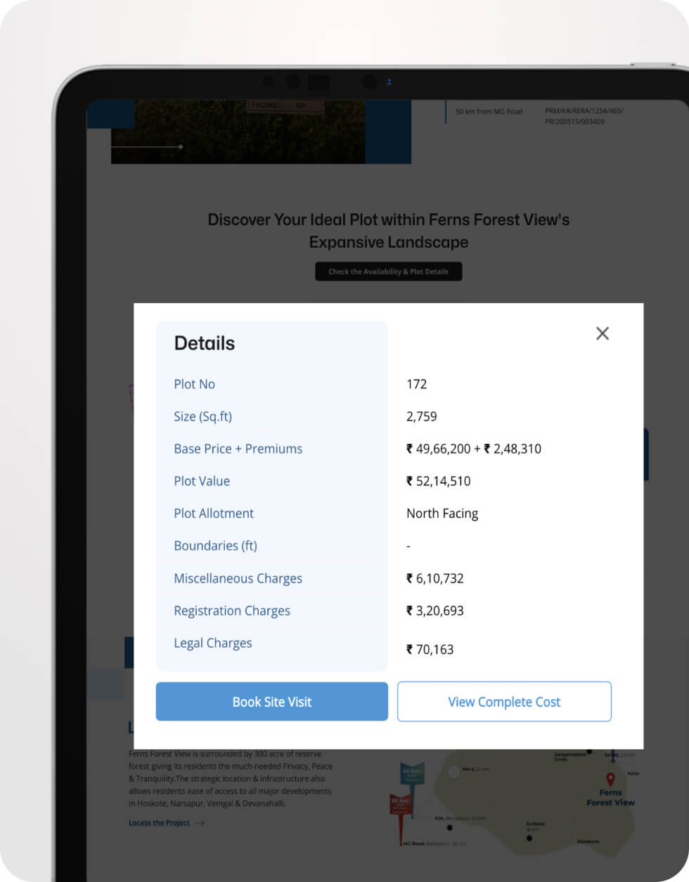 Cost Details Interface